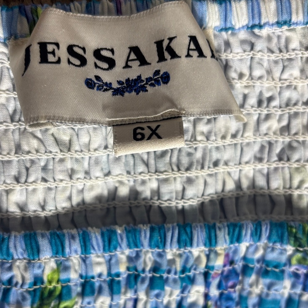JessaKae women’s 6x blueberry muffin tiered gingham maxi dress smocked - Picture 6 of 7